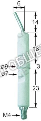 Электрод зажигания Bertos, присоединение M4 для FMG10 / FMG10EP / FMG10M / FMG20 / FMG20M / FMG6 / FMG6EP