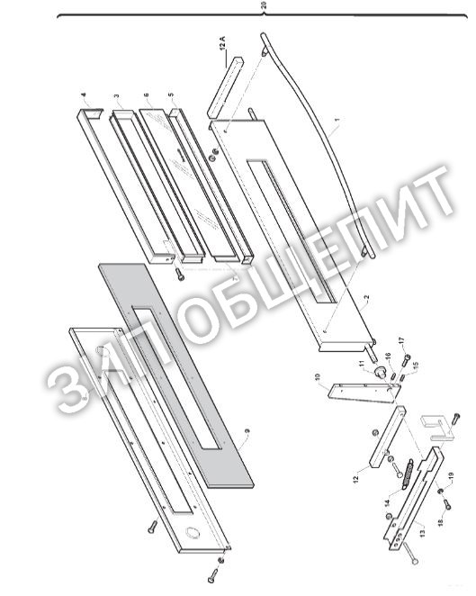 Дверь в сборе W3P2510 для пицца-печи OEM модели S435-3