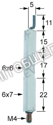 Электрод зажигания ANGELO-PO, Д1 ø 6x7, присоединение M4, Д2 ø 6x6 для FS30 / 71AR / 91AR